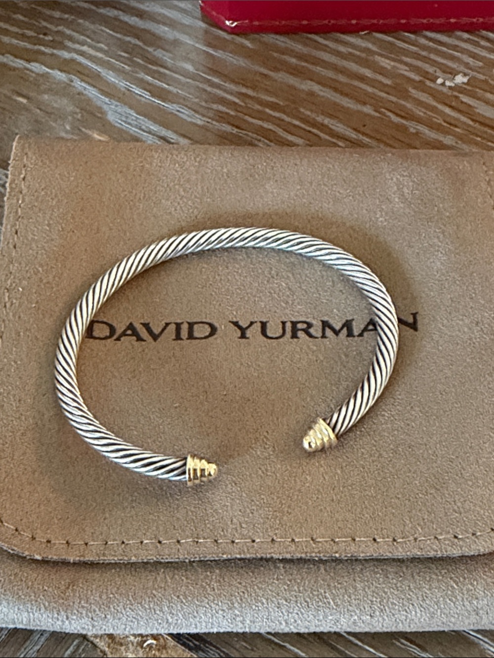 David Yurman Two-Tone Cable Cuff Bracelet in Silver and Gold 4mm - Picture 2 of 3